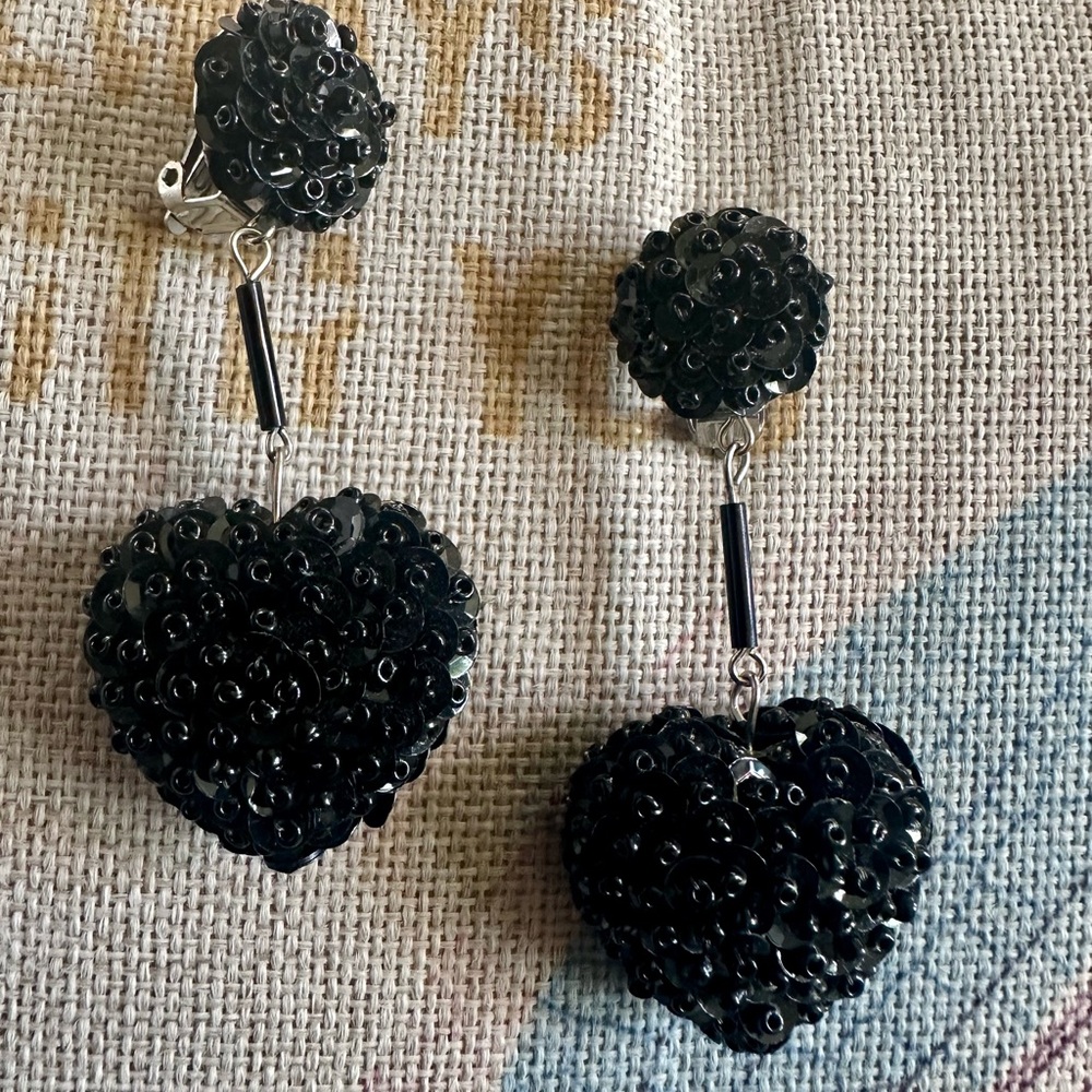 Vintage Beaded Heart Drop Earrings - Women Jewelry